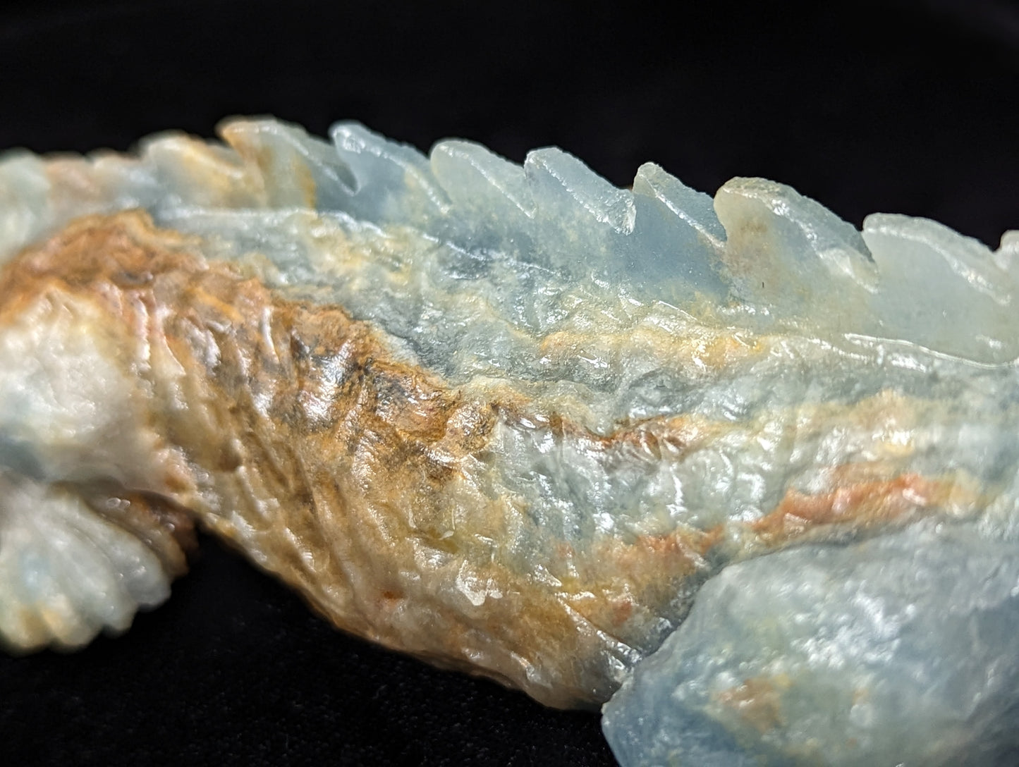 Large Blue Onyx Iguana Figurine ~ Lumerian Aquatine Calcite Iguana