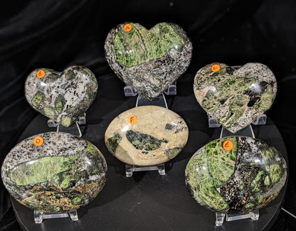 Diopside Hearts and Palms with Pyrite and Calcite Inclusions