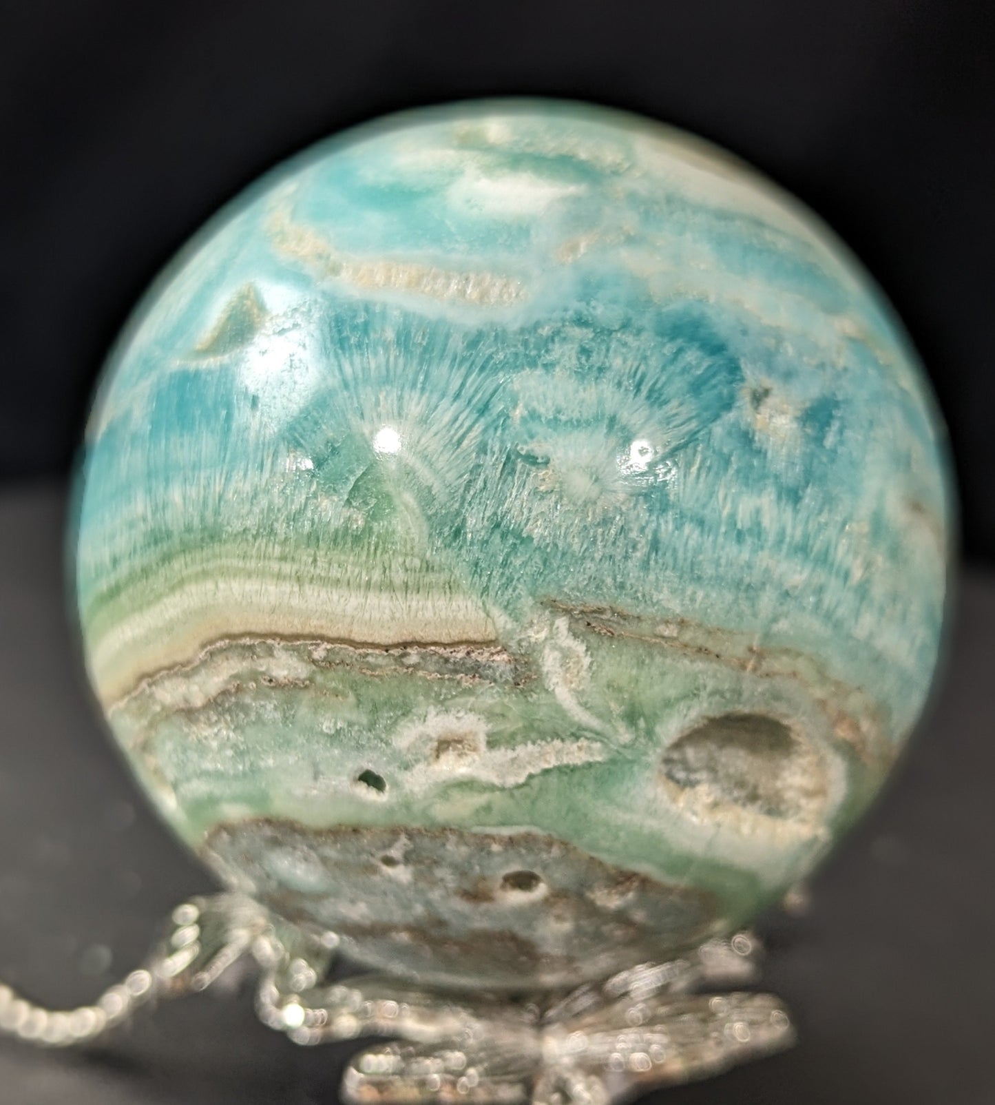 Druzy Blue Aragonite and Smithsonite Sphere