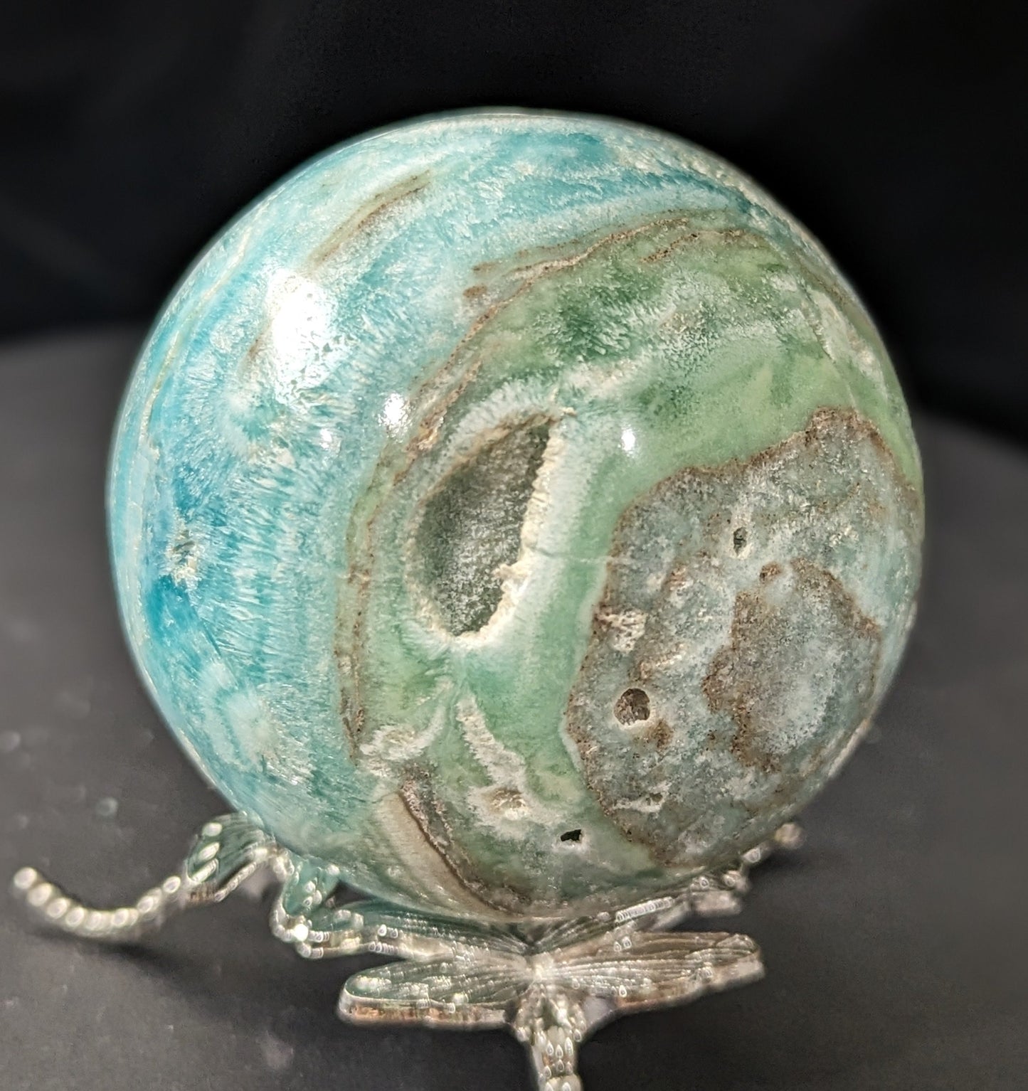 Druzy Blue Aragonite and Smithsonite Sphere