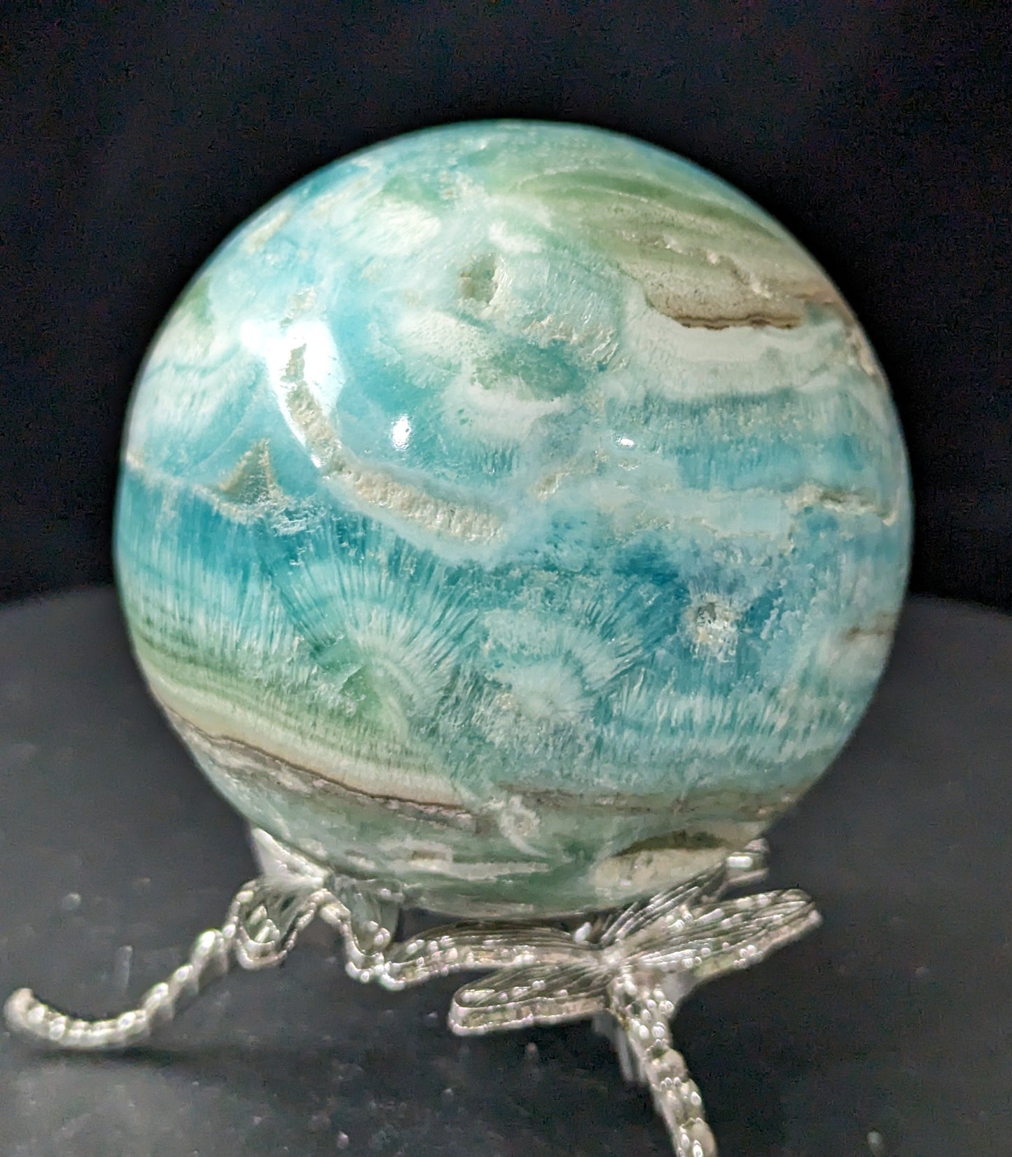 Druzy Blue Aragonite and Smithsonite Sphere