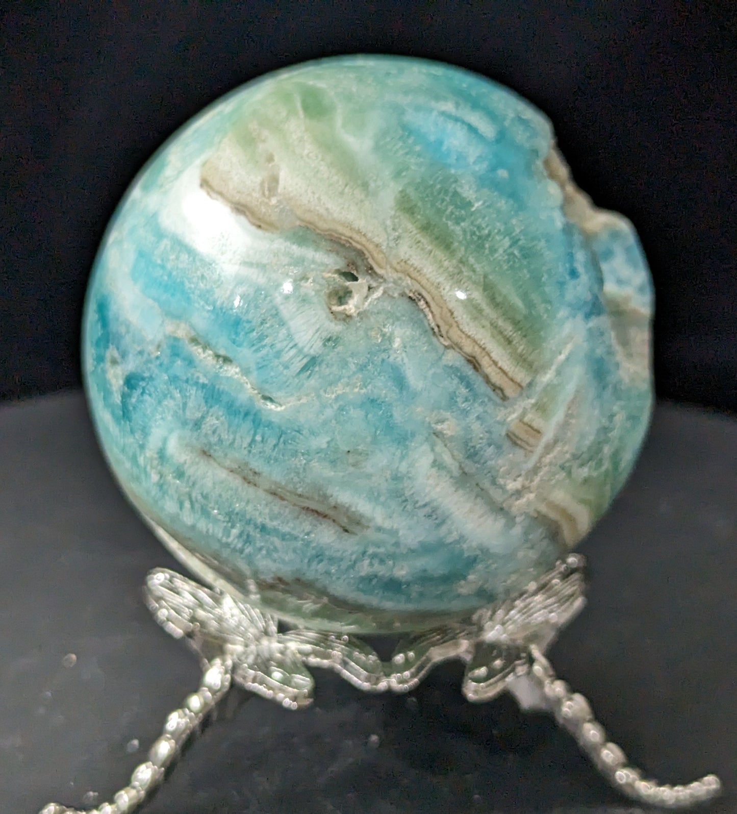 Druzy Blue Aragonite and Smithsonite Sphere