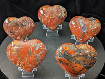 Puffy Red Jasper Hearts from Indonesia