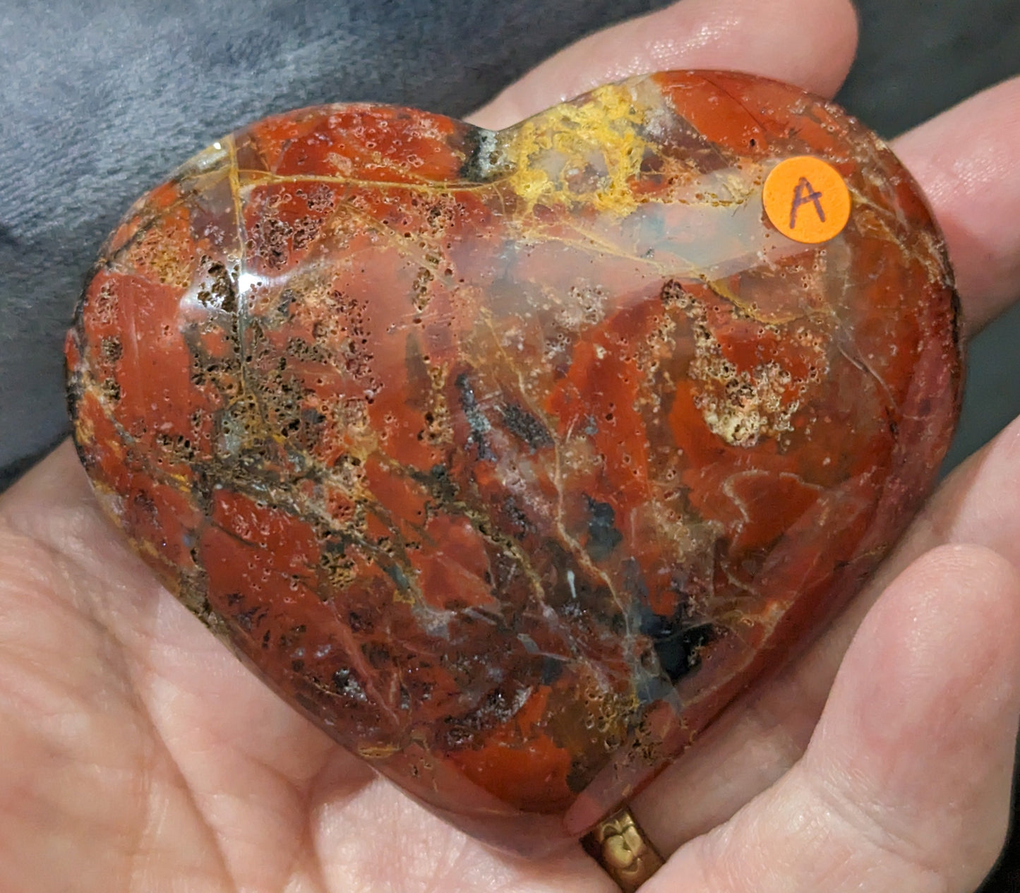 Puffy Red Jasper Hearts from Indonesia