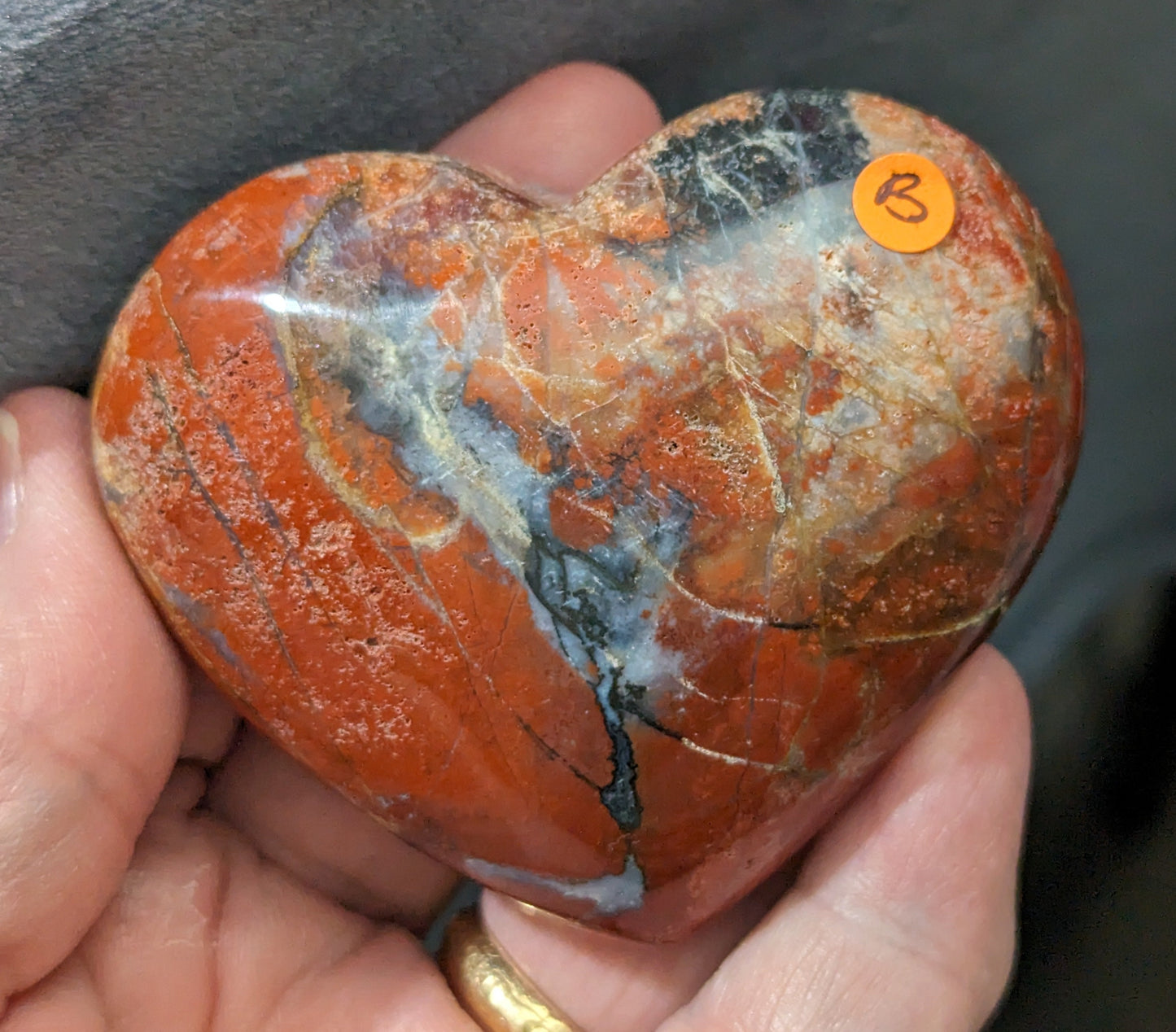 Puffy Red Jasper Hearts from Indonesia