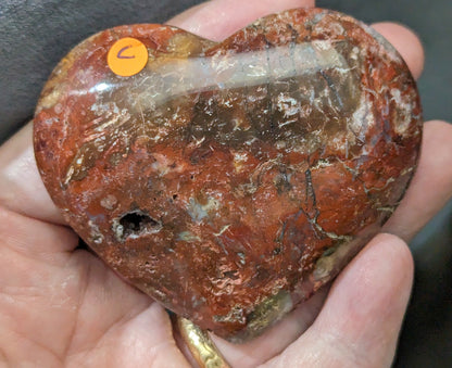 Puffy Red Jasper Hearts from Indonesia