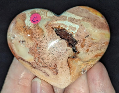 Druzy Pink Crazy Lace Agate Palms and Hearts