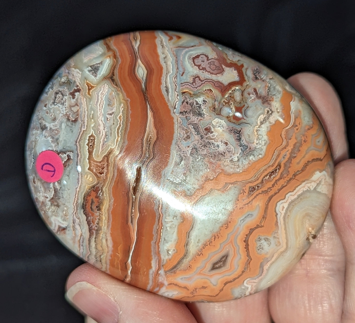 Druzy Pink Crazy Lace Agate Palms and Hearts