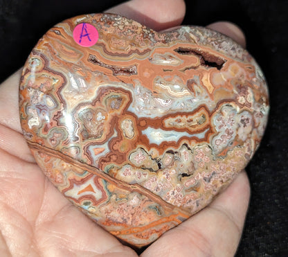 Druzy Pink Crazy Lace Agate Palms and Hearts