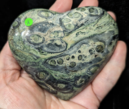 Puffy Kambaba Jasper Heart ~ Green Stromatolite Jasper