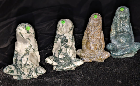 Mother Earth Goddess Carving ~ Moss Agate Goddess Figurine