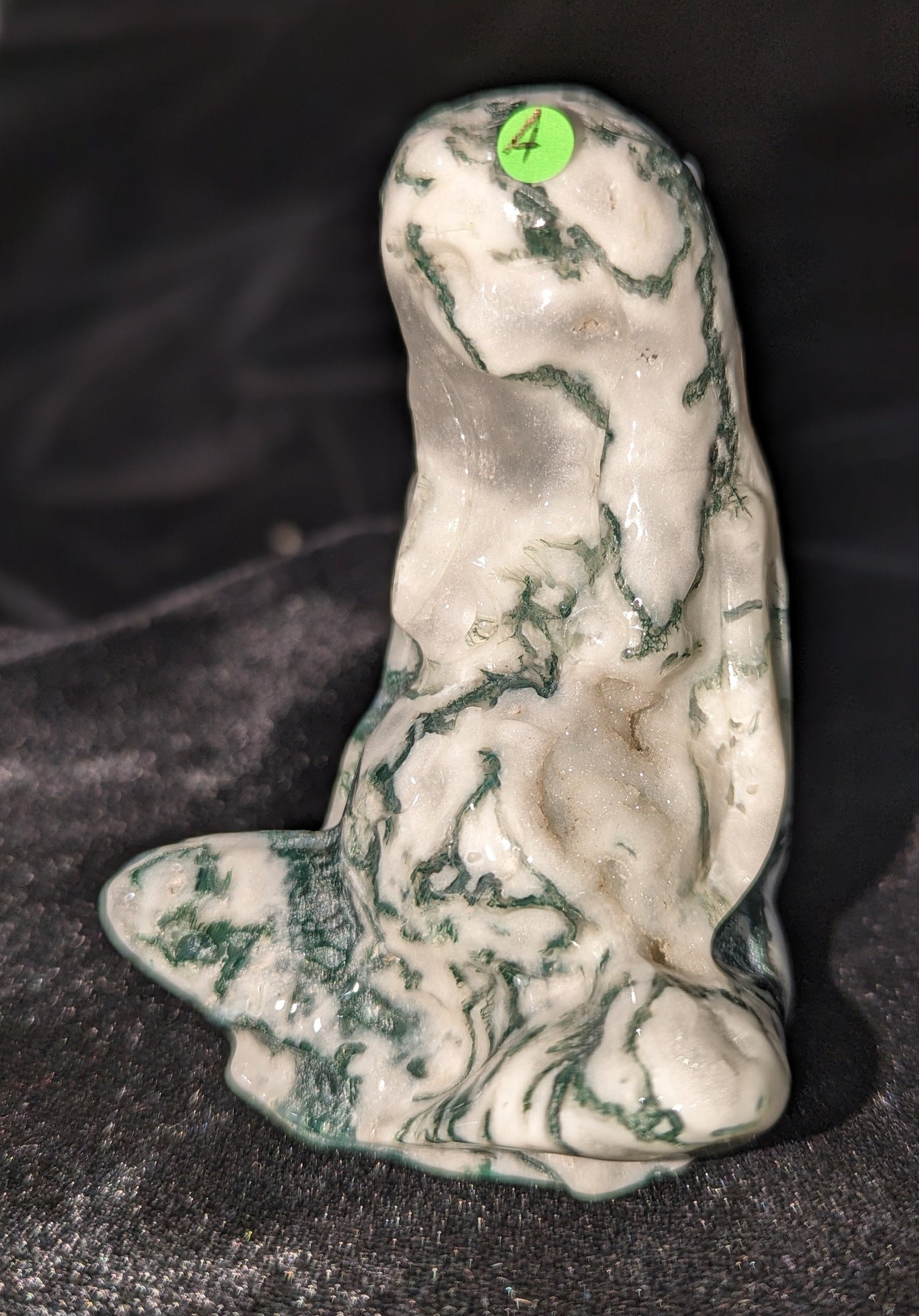 Mother Earth Goddess Carving ~ Moss Agate Goddess Figurine