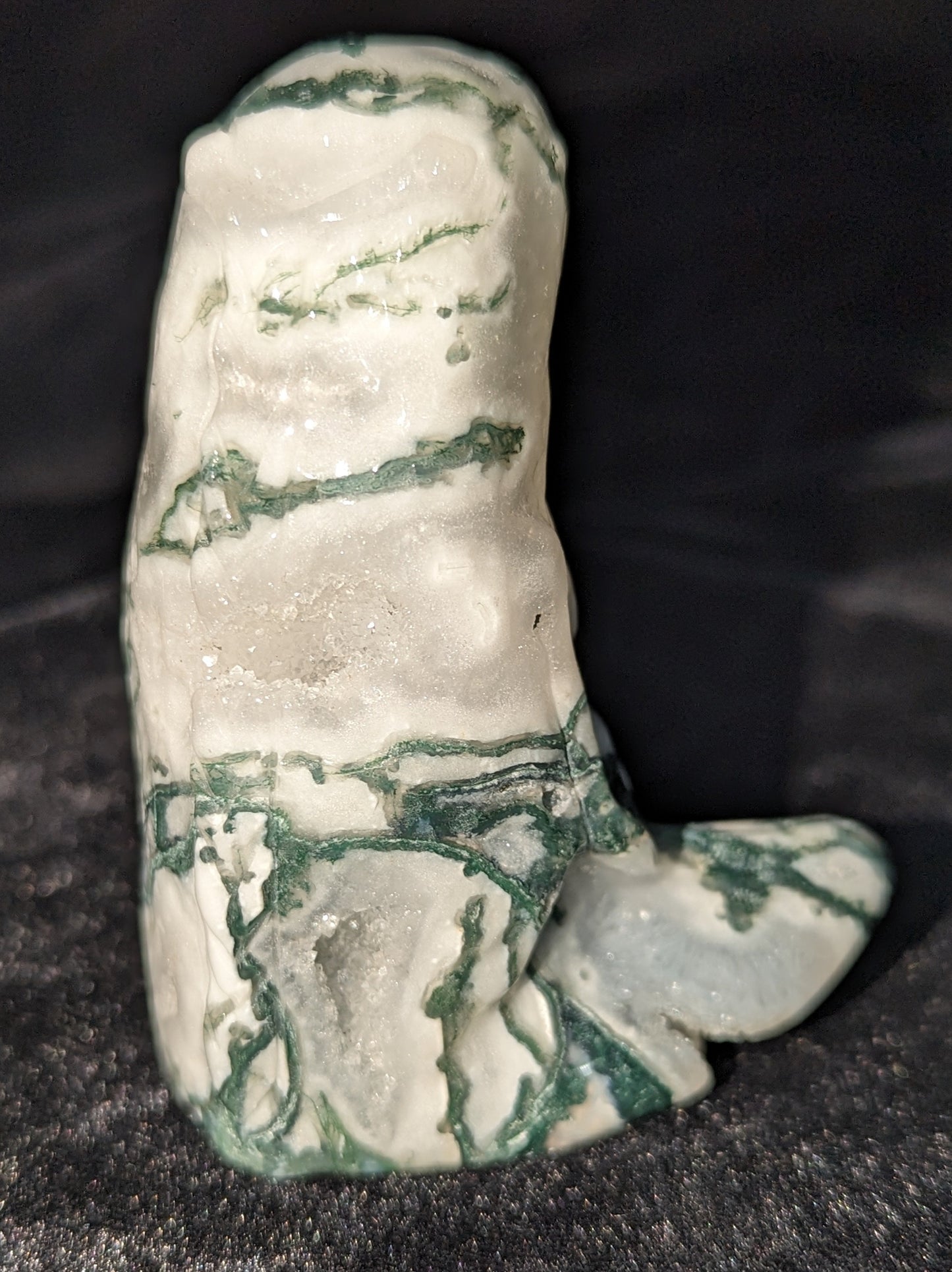 Mother Earth Goddess Carving ~ Moss Agate Goddess Figurine