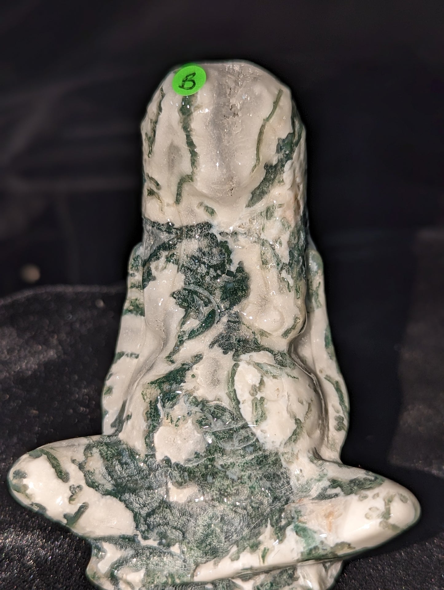 Mother Earth Goddess Carving ~ Moss Agate Goddess Figurine