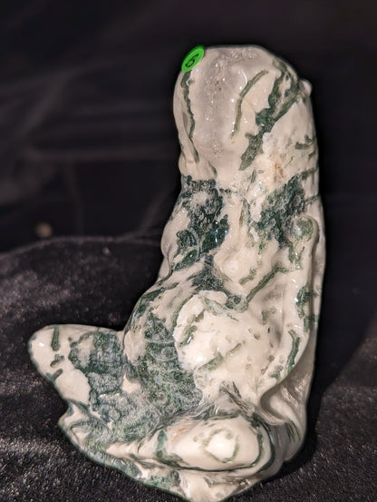 Mother Earth Goddess Carving ~ Moss Agate Goddess Figurine