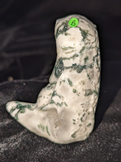 Mother Earth Goddess Carving ~ Moss Agate Goddess Figurine