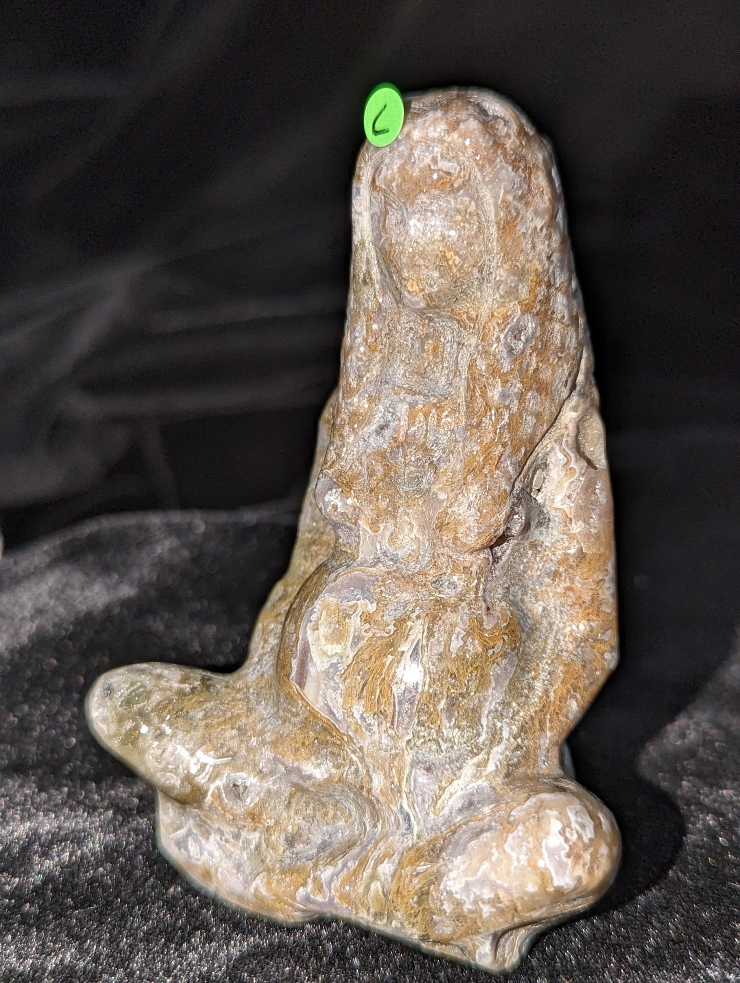 Mother Earth Goddess Carving ~ Moss Agate Goddess Figurine