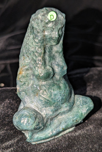 Mother Earth Goddess Carving ~ Moss Agate Goddess Figurine