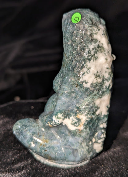 Mother Earth Goddess Carving ~ Moss Agate Goddess Figurine