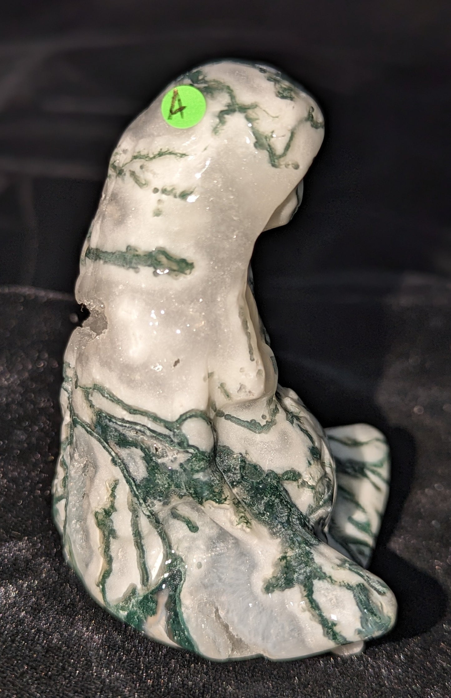 Mother Earth Goddess Carving ~ Moss Agate Goddess Figurine