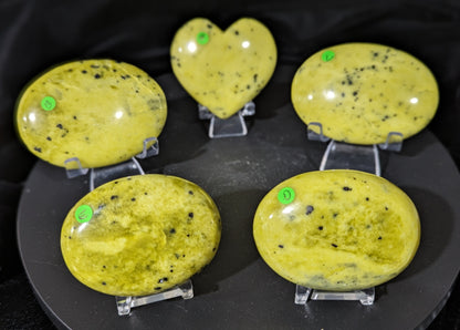 Jade Palm Stones with Hematite ~ Jade Palms ~ Yellow Jade Heart