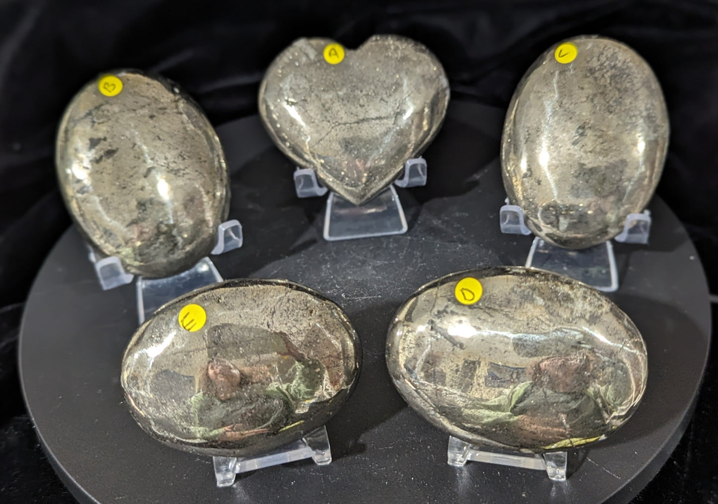 Pyrite Heart and Palms ~ Pyrite Heart Carving ~ Pyrite Palm Stone