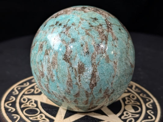 Amazonite Sphere ~ Blue Crystal Ball ~ Amazonite With Smokey Quartz