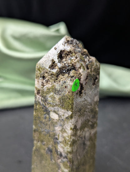 Epidote with Quartz Towers ~ Hand Carved Natural Epidote Towers Quartz Matrix