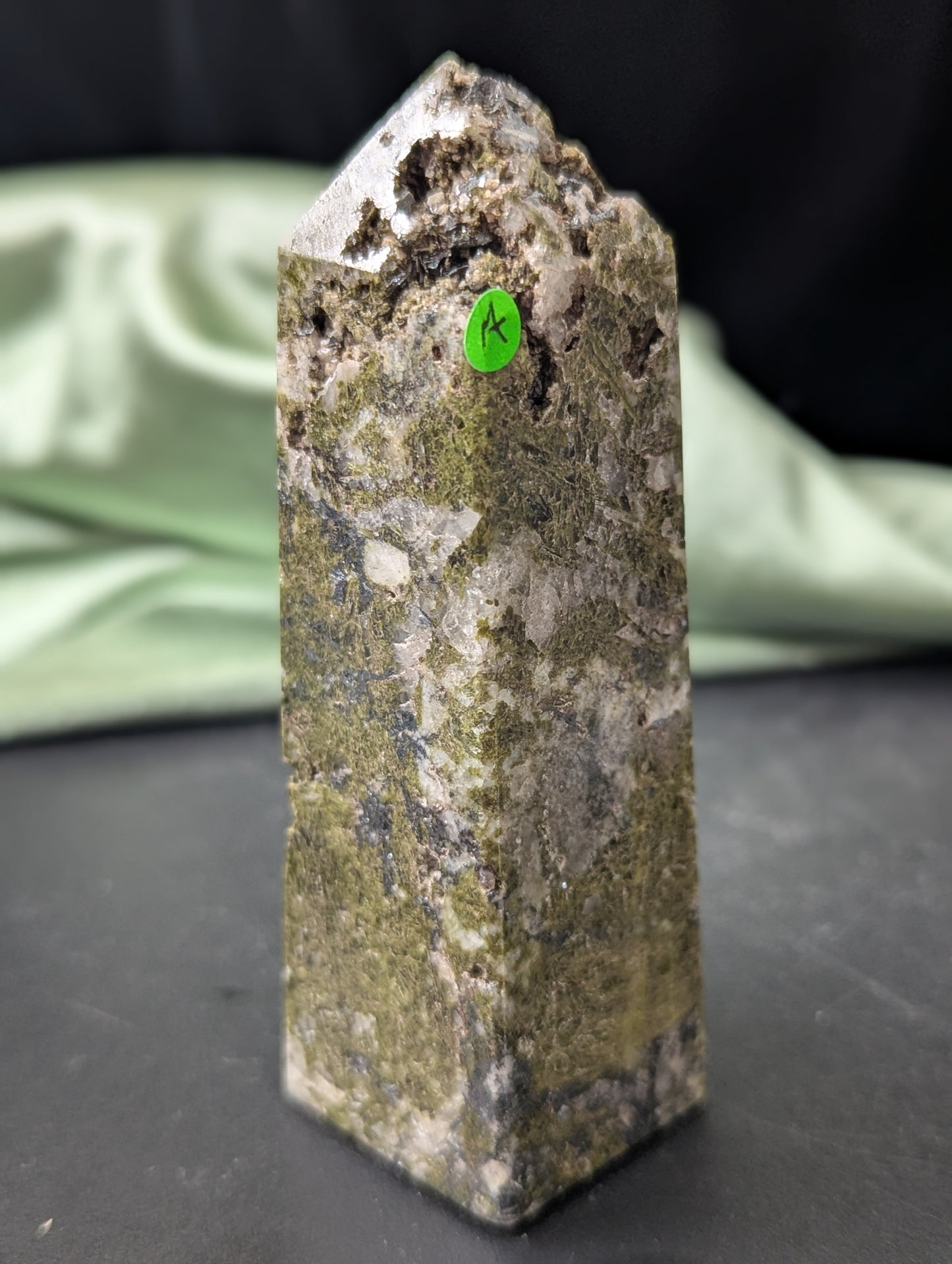 Epidote with Quartz Towers ~ Hand Carved Natural Epidote Towers Quartz Matrix