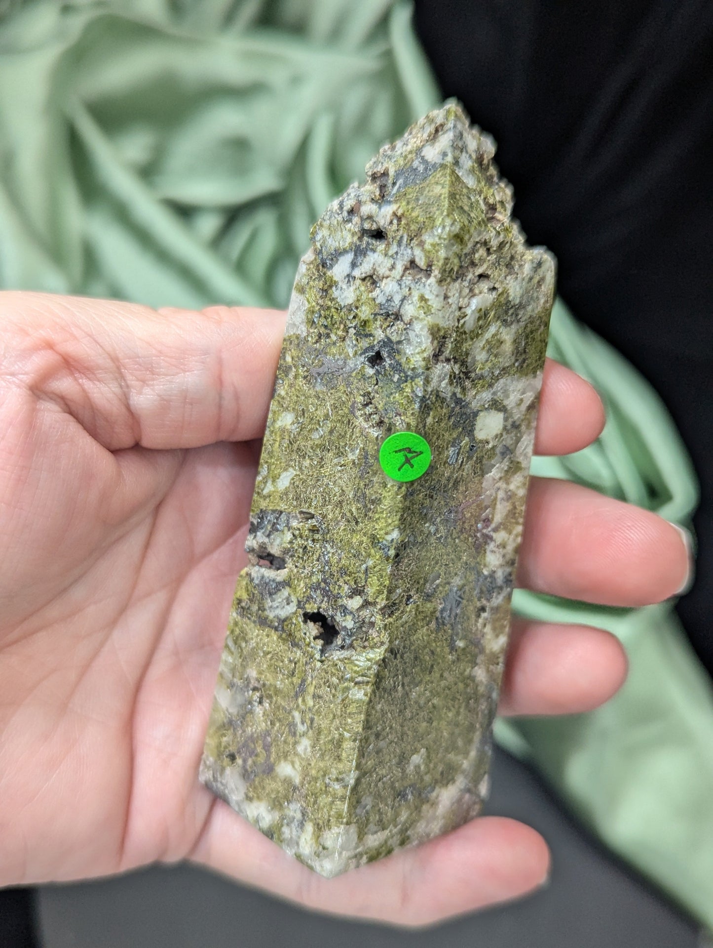 Epidote with Quartz Towers ~ Hand Carved Natural Epidote Towers Quartz Matrix