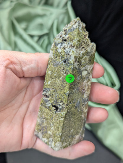 Epidote with Quartz Towers ~ Hand Carved Natural Epidote Towers Quartz Matrix