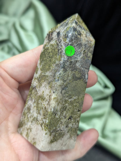Epidote with Quartz Towers ~ Hand Carved Natural Epidote Towers Quartz Matrix