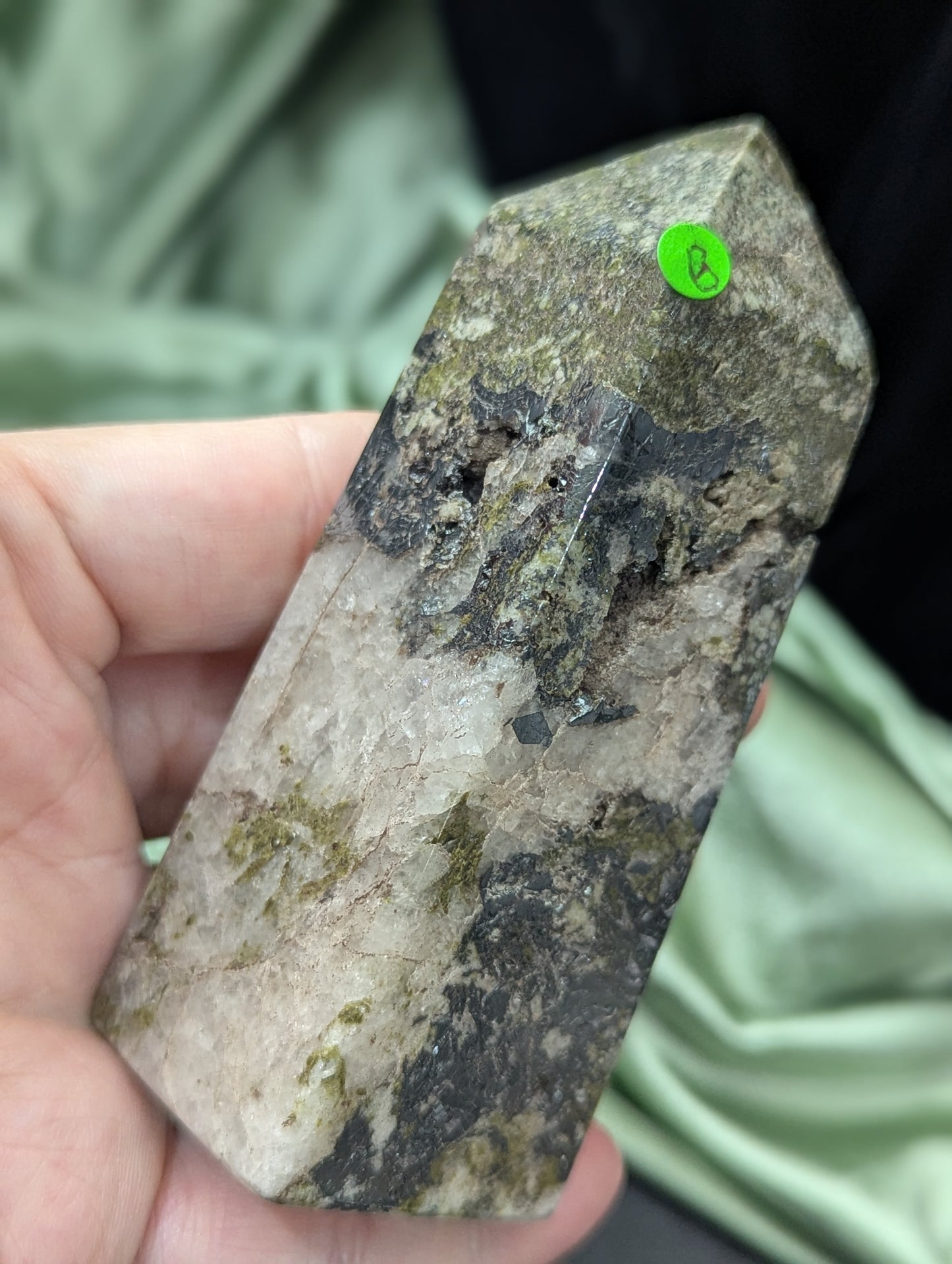 Epidote with Quartz Towers ~ Hand Carved Natural Epidote Towers Quartz Matrix