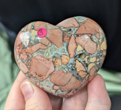 Pink Maligano Jasper Heart~ Indonesian Pink Maligano Jasper Palm Stone ~ Rare Pink Crystal