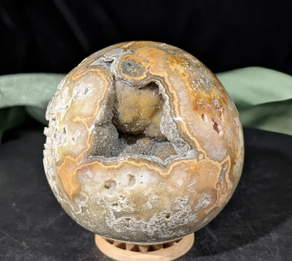 Super Druzy Yellow Crazy Lace Agate Sphere from Indonesia