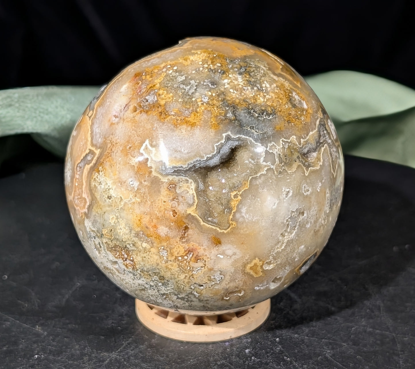 Super Druzy Yellow Crazy Lace Agate Sphere from Indonesia