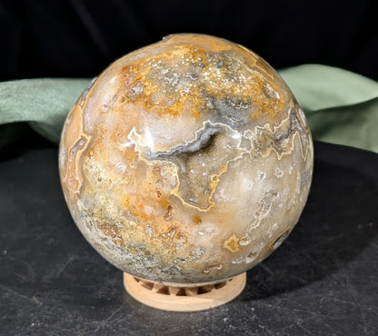 Super Druzy Yellow Crazy Lace Agate Sphere from Indonesia