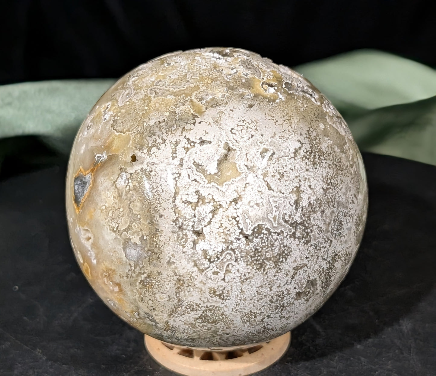 Super Druzy Yellow Crazy Lace Agate Sphere from Indonesia