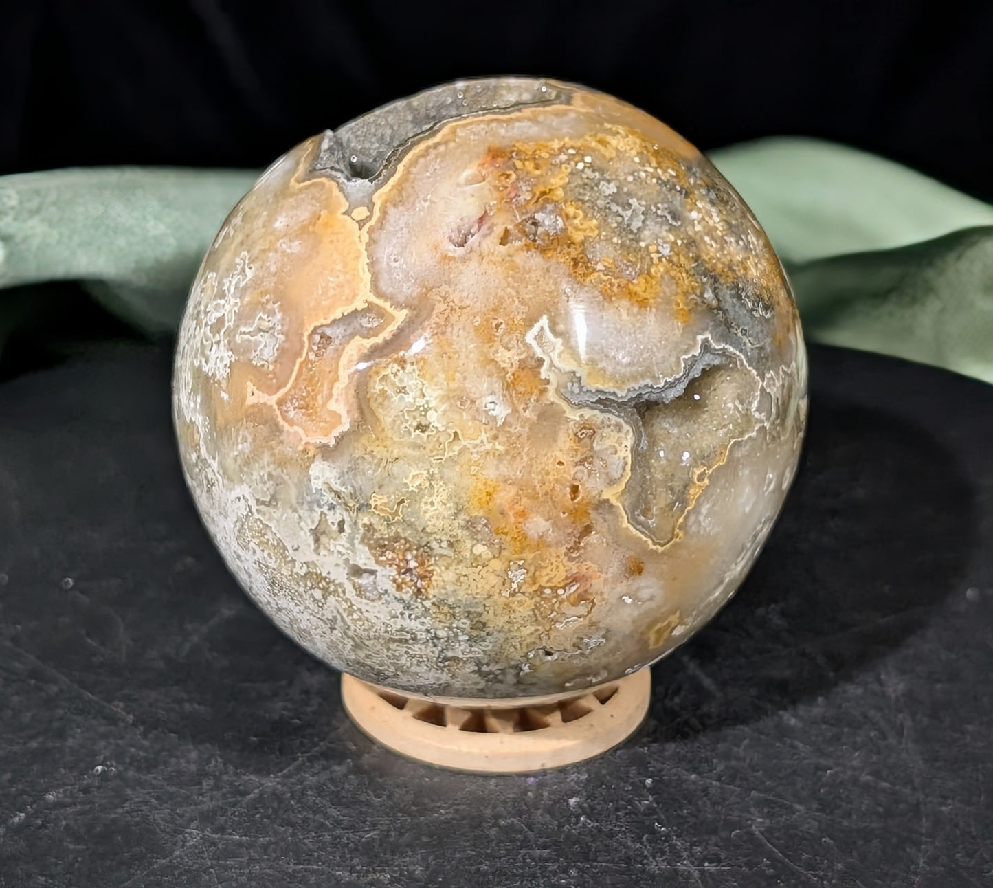 Super Druzy Yellow Crazy Lace Agate Sphere from Indonesia