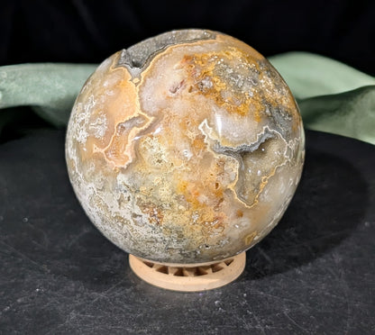 Super Druzy Yellow Crazy Lace Agate Sphere from Indonesia
