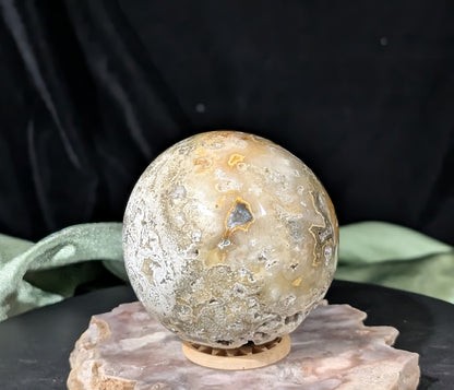 Super Druzy Yellow Crazy Lace Agate Sphere from Indonesia
