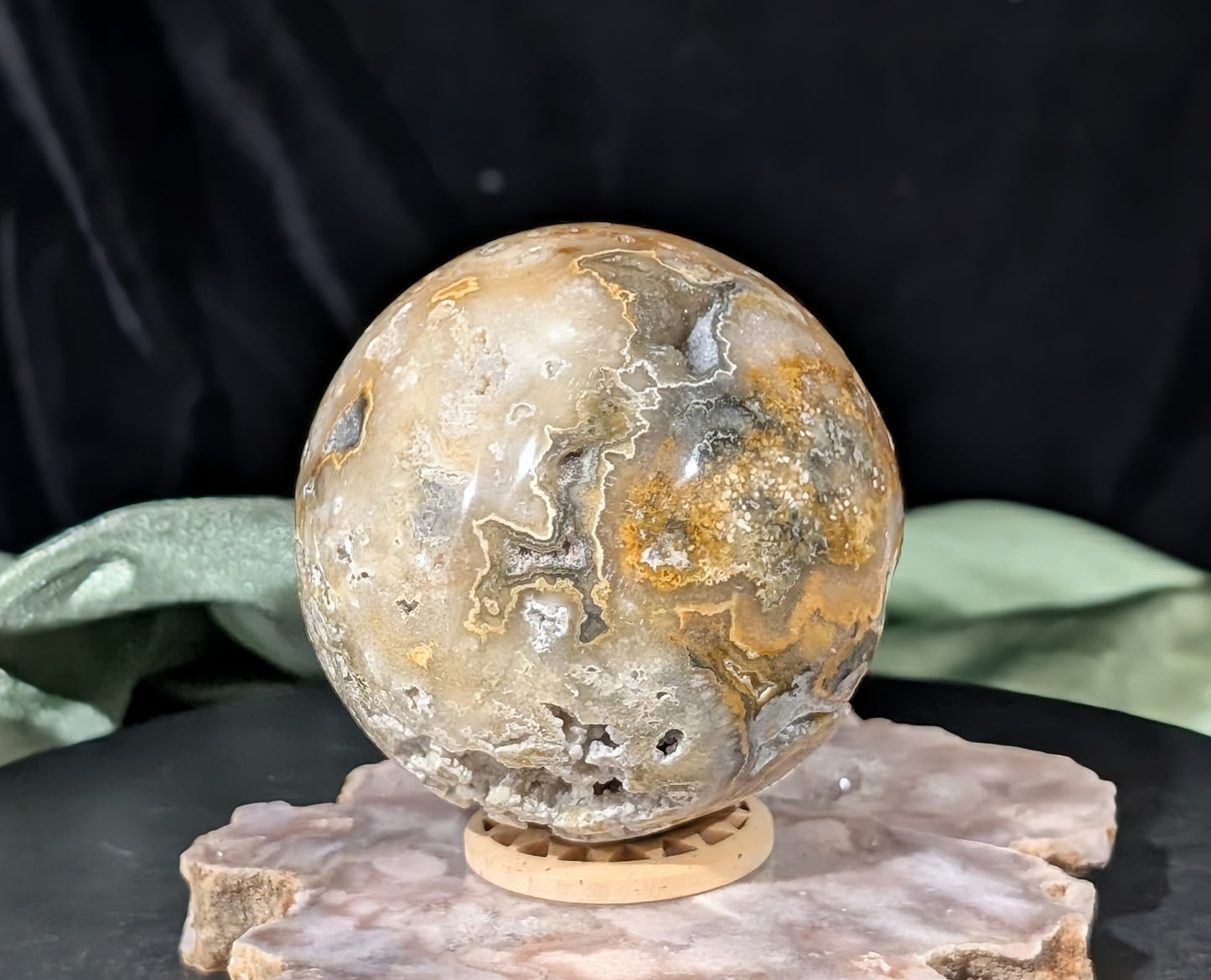 Super Druzy Yellow Crazy Lace Agate Sphere from Indonesia