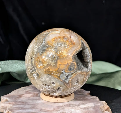 Super Druzy Yellow Crazy Lace Agate Sphere from Indonesia