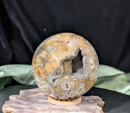 Super Druzy Yellow Crazy Lace Agate Sphere from Indonesia