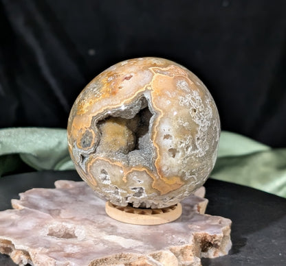 Super Druzy Yellow Crazy Lace Agate Sphere from Indonesia