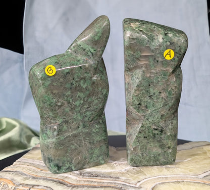 Grossular Garnet Freeforms with Smoky Quartz Inclusions