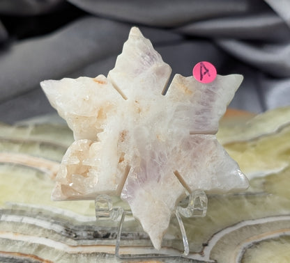 Hand Carved Lavender Amethyst Crystal Snowflakes