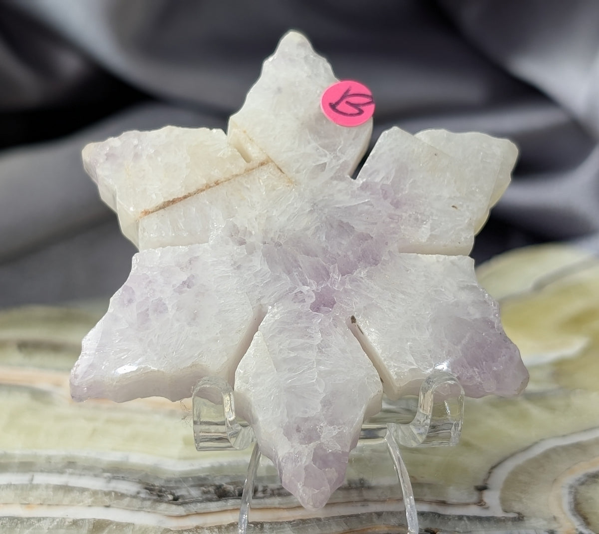 Hand Carved Lavender Amethyst Crystal Snowflakes
