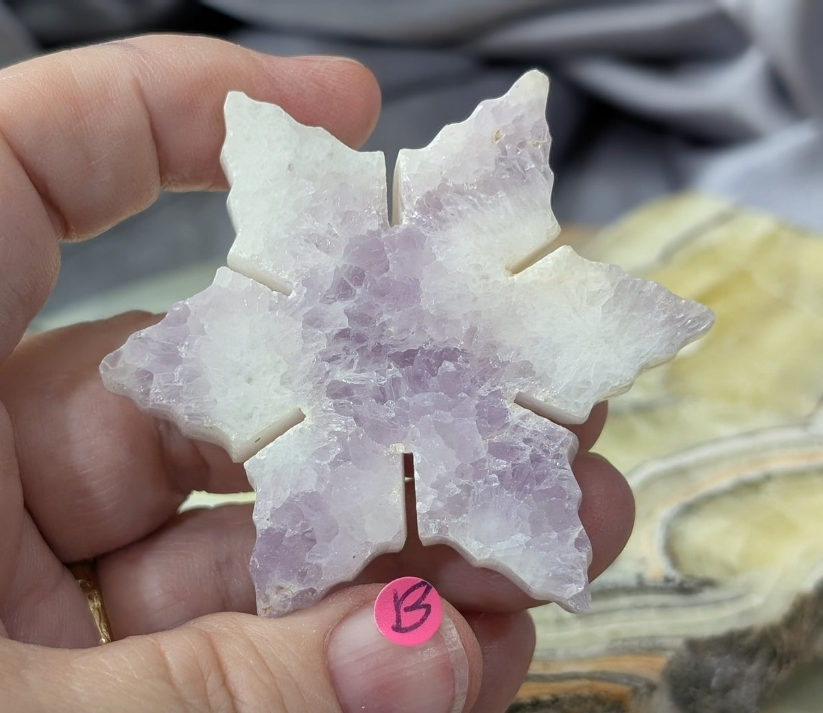 Hand Carved Lavender Amethyst Crystal Snowflakes