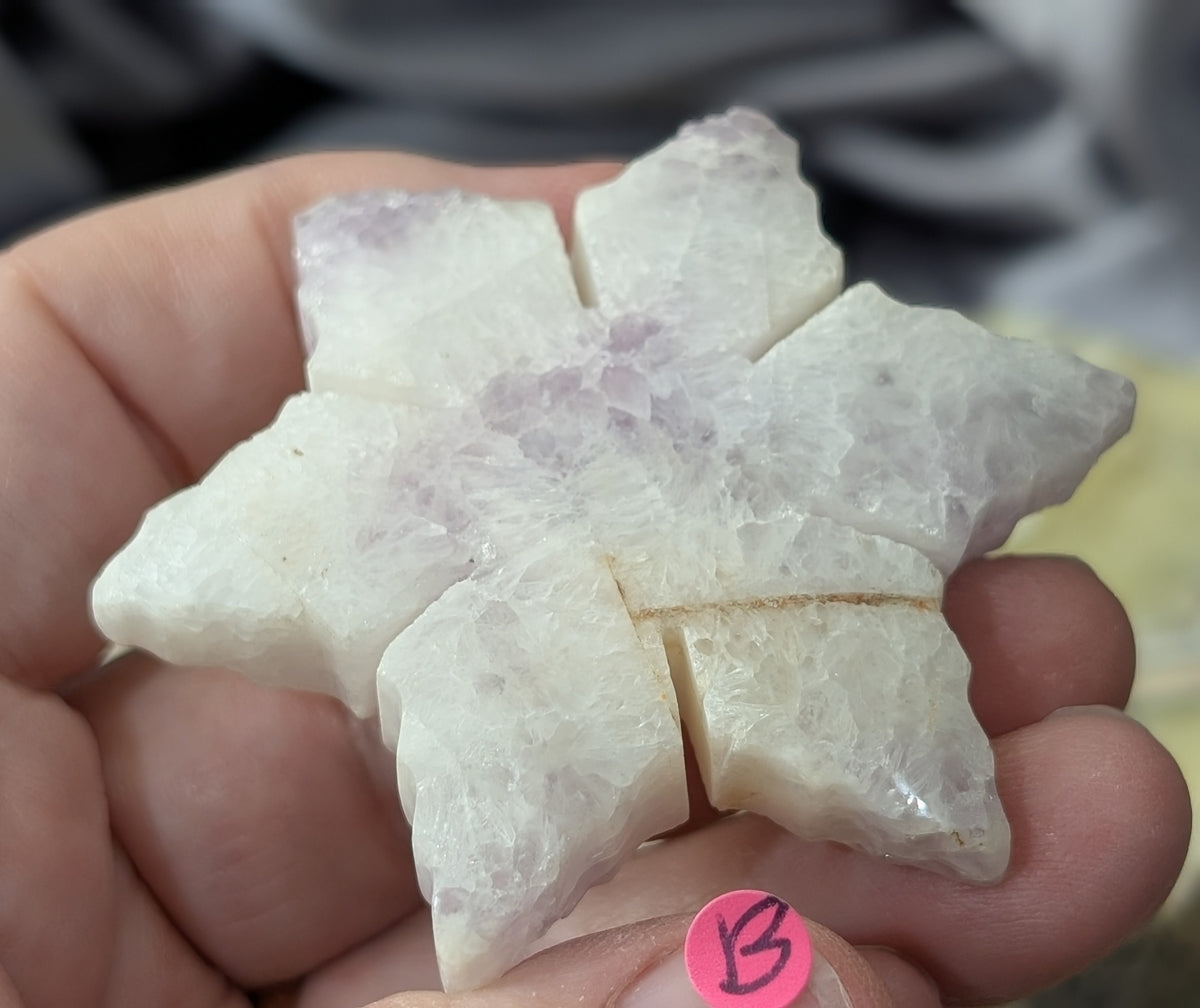 Hand Carved Lavender Amethyst Crystal Snowflakes